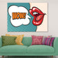 WOW Quote & Girl Mouth Vector Pop Arts & Comic Poster Print 100% Australian Made Stretched Canvas Ready to Hang - 2155