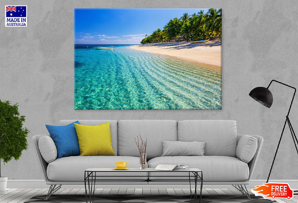 Dravuni Island Beach View Fiji Print 100% Australian Made Stretched Canvas Ready to Hang - 1422