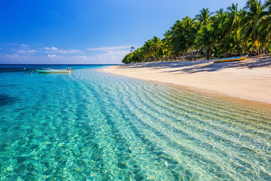 Dravuni Island Beach View Fiji Print 100% Australian Made Stretched Canvas Ready to Hang - 1422