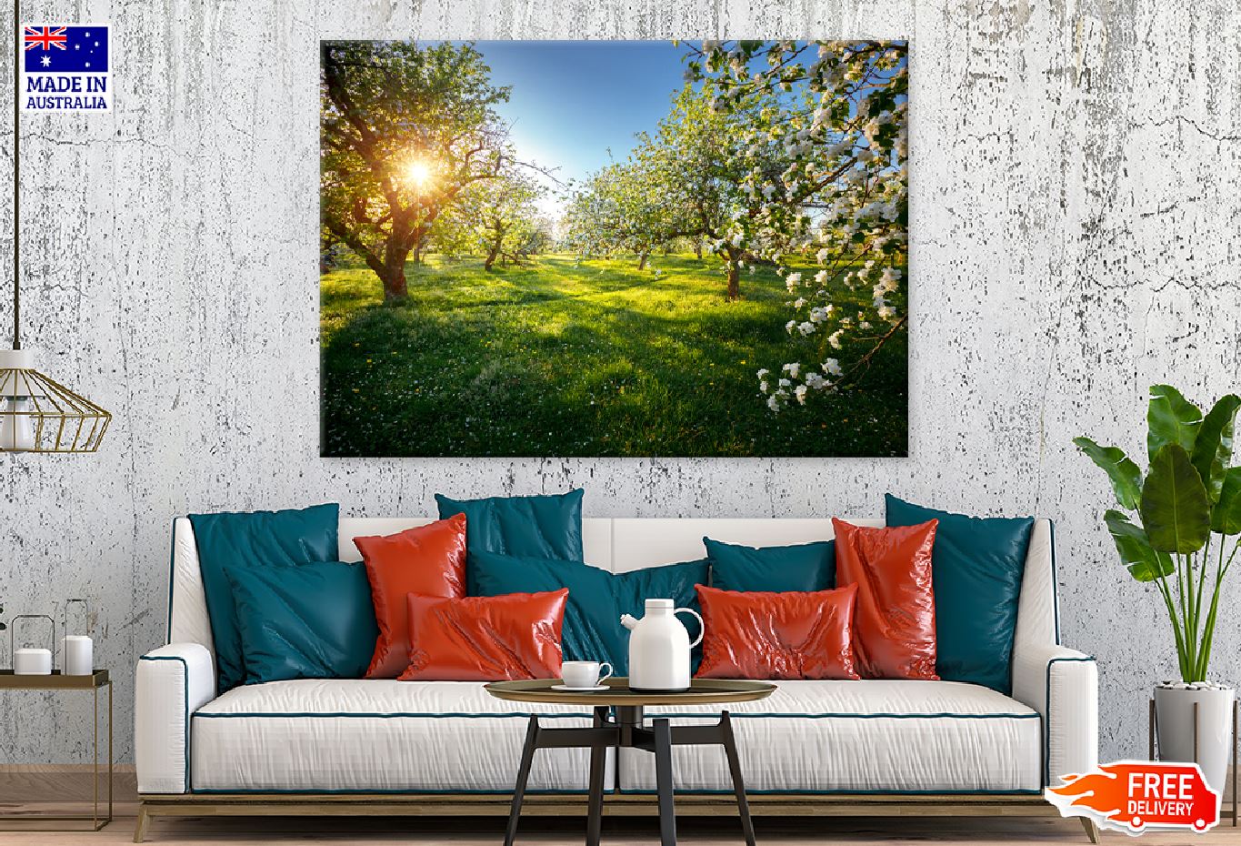 Blooming Lush Trees Garden View Print 100% Australian Made Stretched Canvas Ready to Hang - 1752