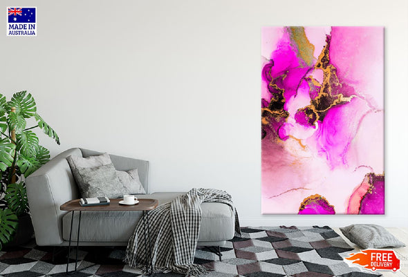 Pink & Gold Fluid Abstract Design Print 100% Australian Made Stretched Canvas Ready to Hang - 1174