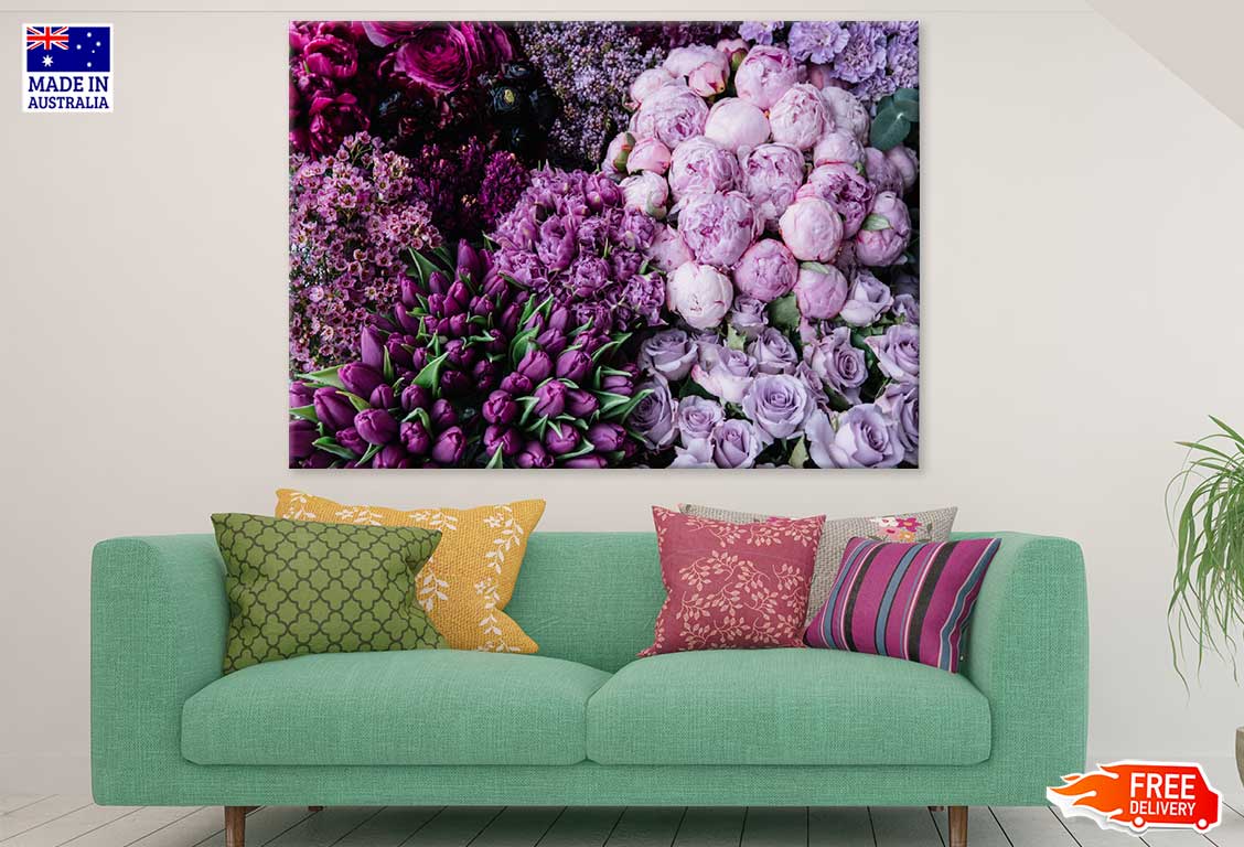 Purple Flowers View Photograph Print 100% Australian Made Stretched Canvas Ready to Hang - 1623