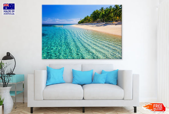 Dravuni Island Beach View Fiji Print 100% Australian Made Stretched Canvas Ready to Hang - 1422