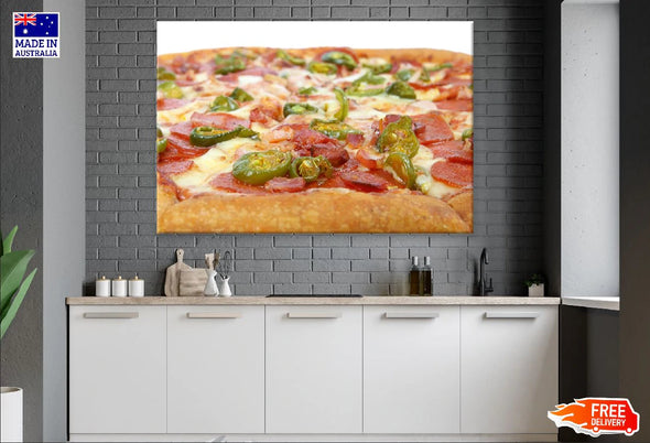 Pepper and Meat Pizza Photograph Print 100% Australian Made Stretched Canvas Ready to Hang - 2056