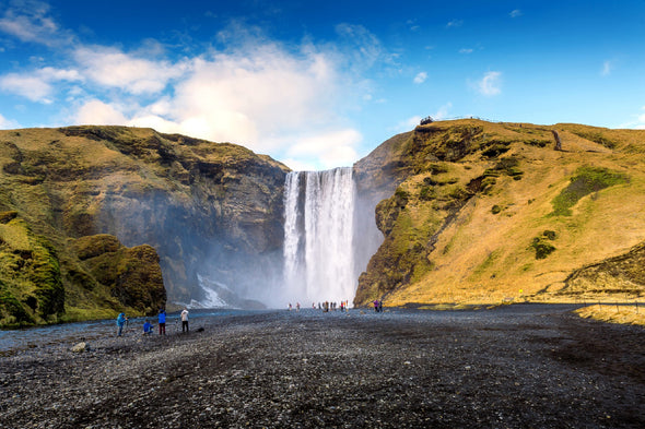 Skogafoss Waterfall View Iceland Print 100% Australian Made Stretched Canvas Ready to Hang - 1075