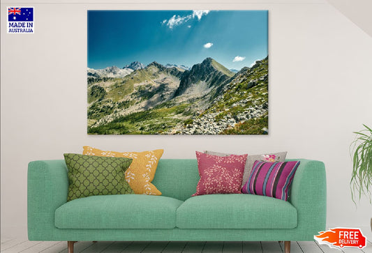 Mountains Ridge Sky Scenery View Print 100% Australian Made Stretched Canvas Ready to Hang - 1076