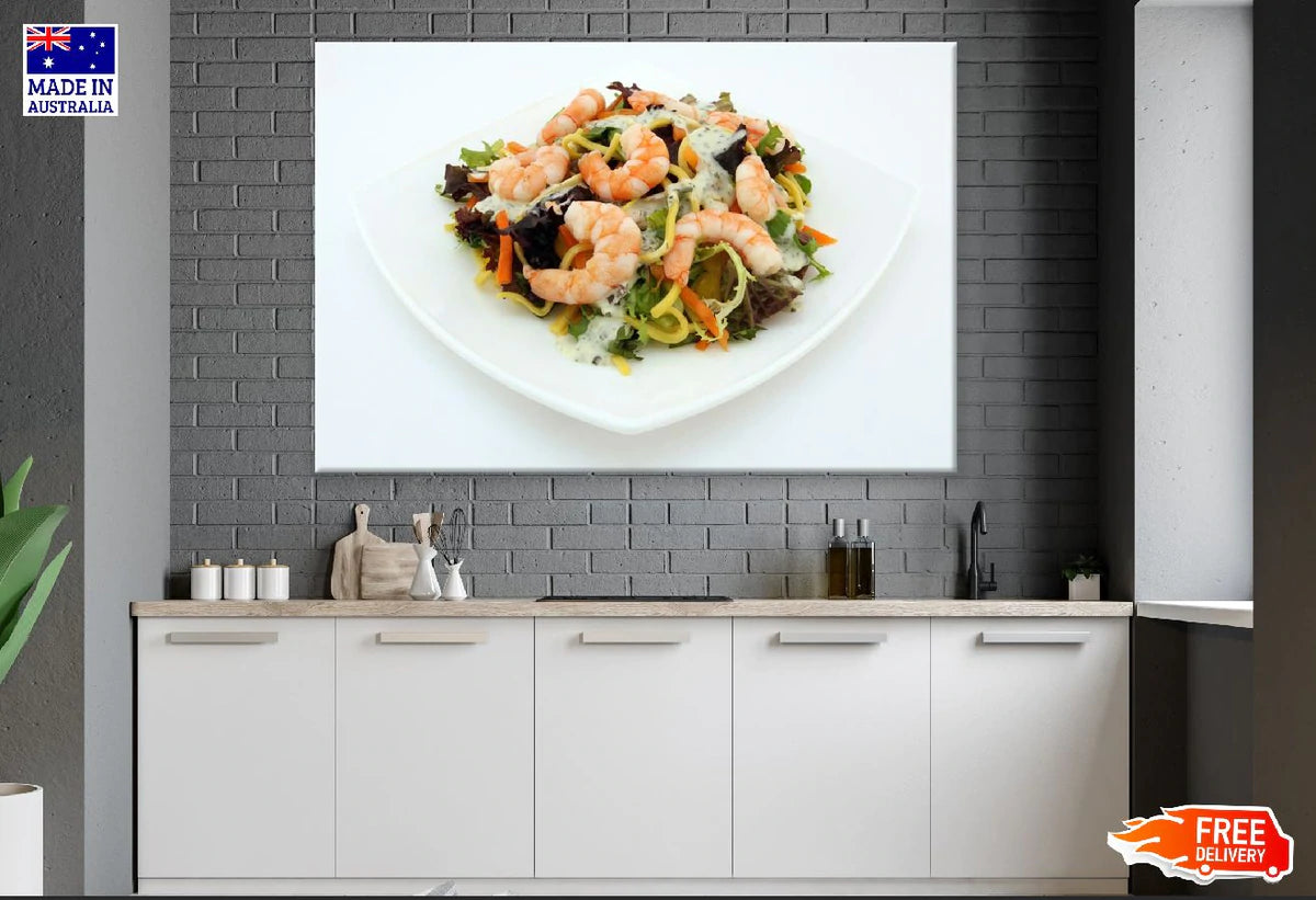 Healthy Noodle and Prawn Photograph  Print 100% Australian Made Stretched Canvas Ready to Hang - 2057