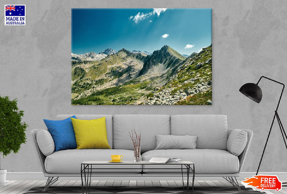 Mountains Ridge Sky Scenery View Print 100% Australian Made Stretched Canvas Ready to Hang - 1076