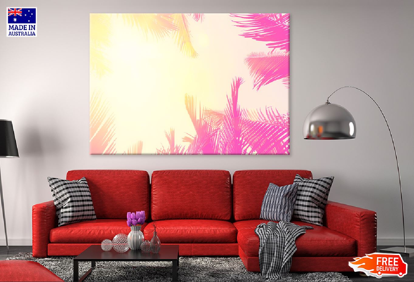 Tropical Palm Tree Leaves Vector Print 100% Australian Made Stretched Canvas Ready to Hang - 1754