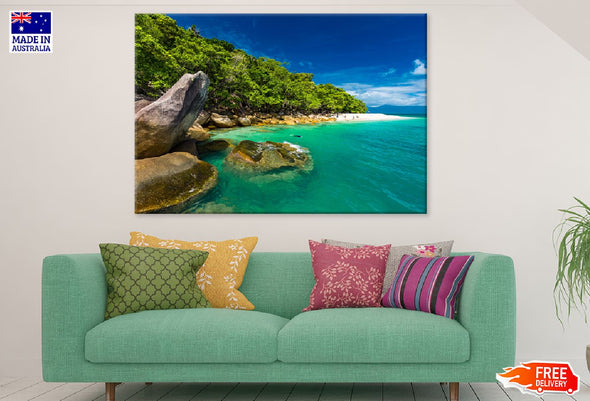 Nudey Beach Fitzroy Island View Print 100% Australian Made Stretched Canvas Ready to Hang - 1425