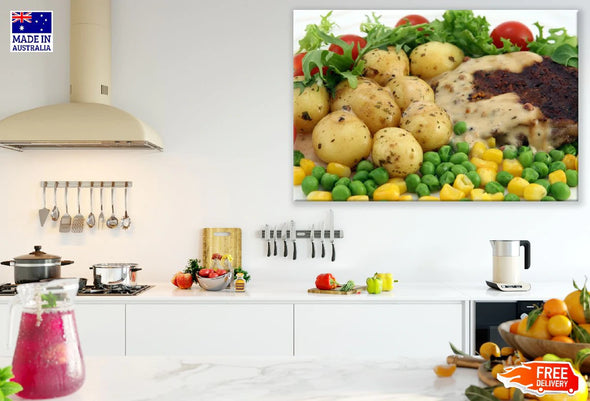 Potato Corn and Tomatoes with Beef Photograph Print 100% Australian Made Stretched Canvas Ready to Hang - 2058