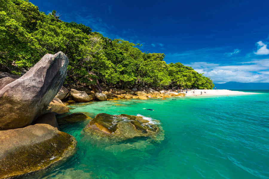 Nudey Beach Fitzroy Island View Print 100% Australian Made Stretched Canvas Ready to Hang - 1425