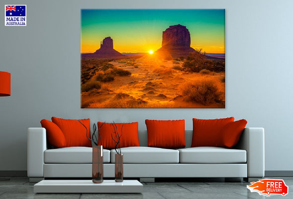 Sunset Sisters Monument Valley Print 100% Australian Made Stretched Canvas Ready to Hang - 1077