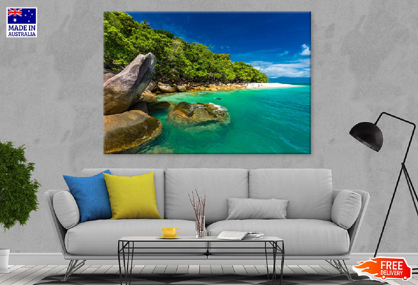 Nudey Beach Fitzroy Island View Print 100% Australian Made Stretched Canvas Ready to Hang - 1425