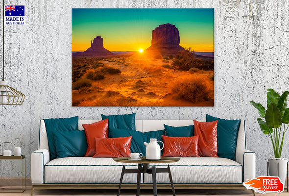 Sunset Sisters Monument Valley Print 100% Australian Made Stretched Canvas Ready to Hang - 1077