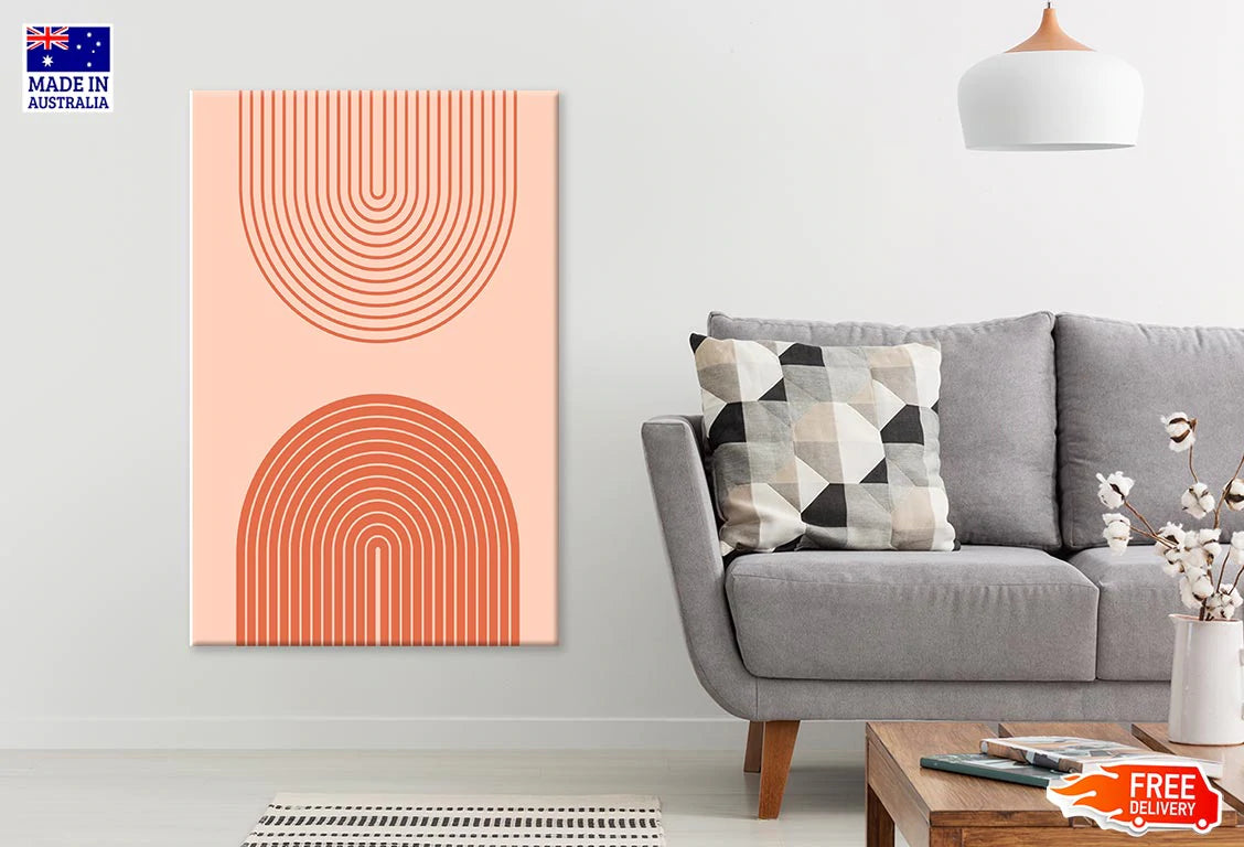 Orange & Pink Geometric Line Art Print 100% Australian Made Stretched Canvas Ready to Hang - 1857