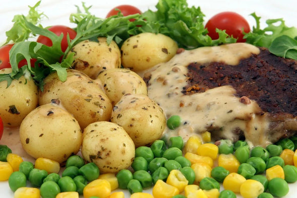 Potato Corn and Tomatoes with Beef Photograph Print 100% Australian Made Stretched Canvas Ready to Hang - 2058