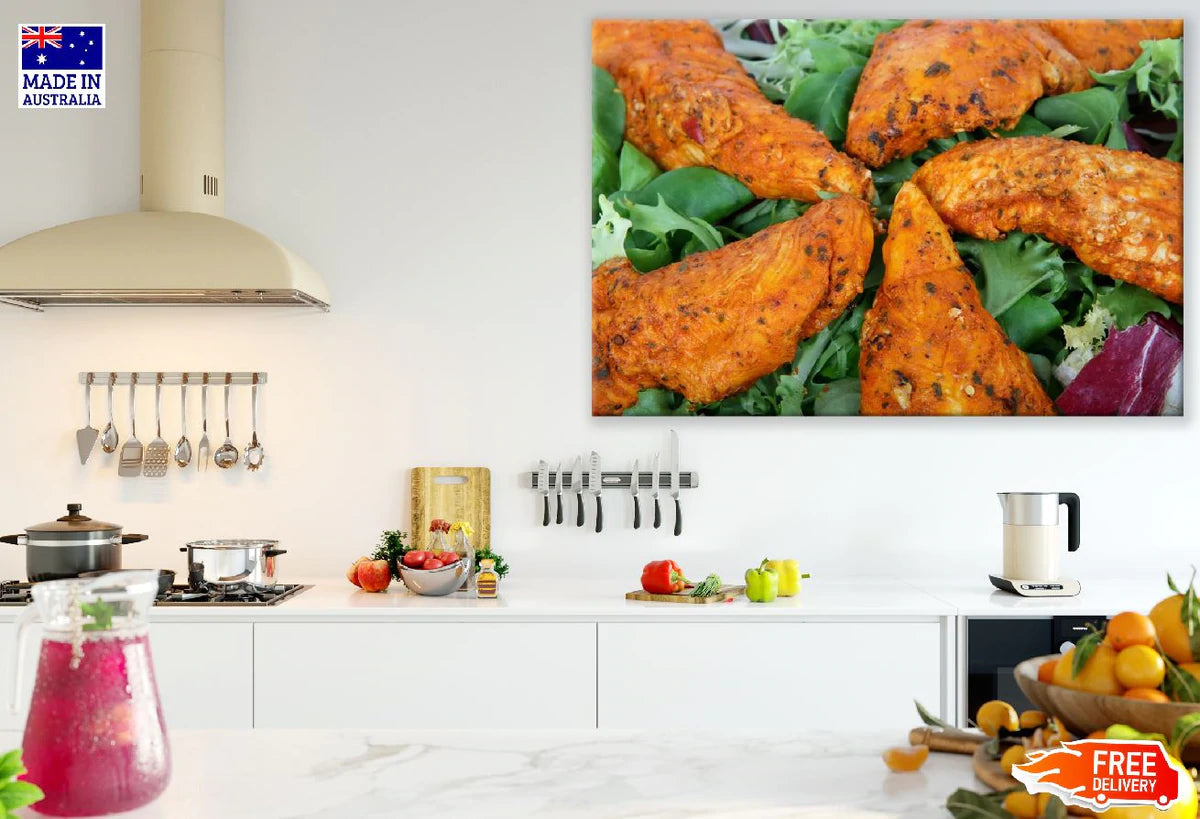 Fried Chicken Salad Photograph Print 100% Australian Made Stretched Canvas Ready to Hang - 2059