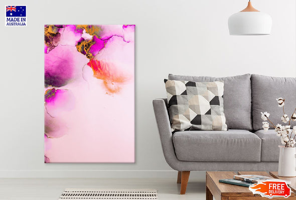 Pink Orange & Gold Abstract Art Design Print 100% Australian Made Stretched Canvas Ready to Hang - 1178