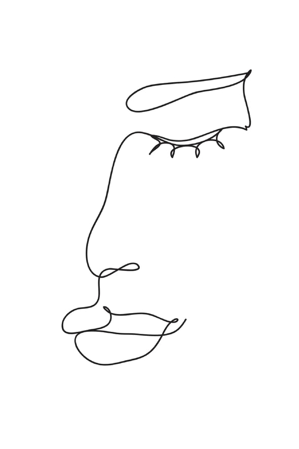 Woman Face B&W Line Art Print 100% Australian Made Stretched Canvas Ready to Hang - 1859