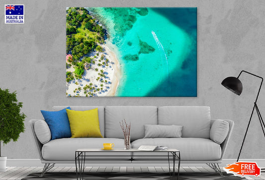 Cayo Levantado Beach Aerial View Print 100% Australian Made Stretched Canvas Ready to Hang - 1427