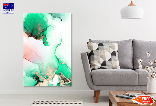 Green & Gold Liquid Abstract Art Design Print 100% Australian Made Stretched Canvas Ready to Hang - 1179