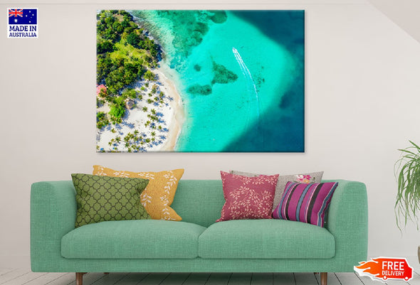 Cayo Levantado Beach Aerial View Print 100% Australian Made Stretched Canvas Ready to Hang - 1427