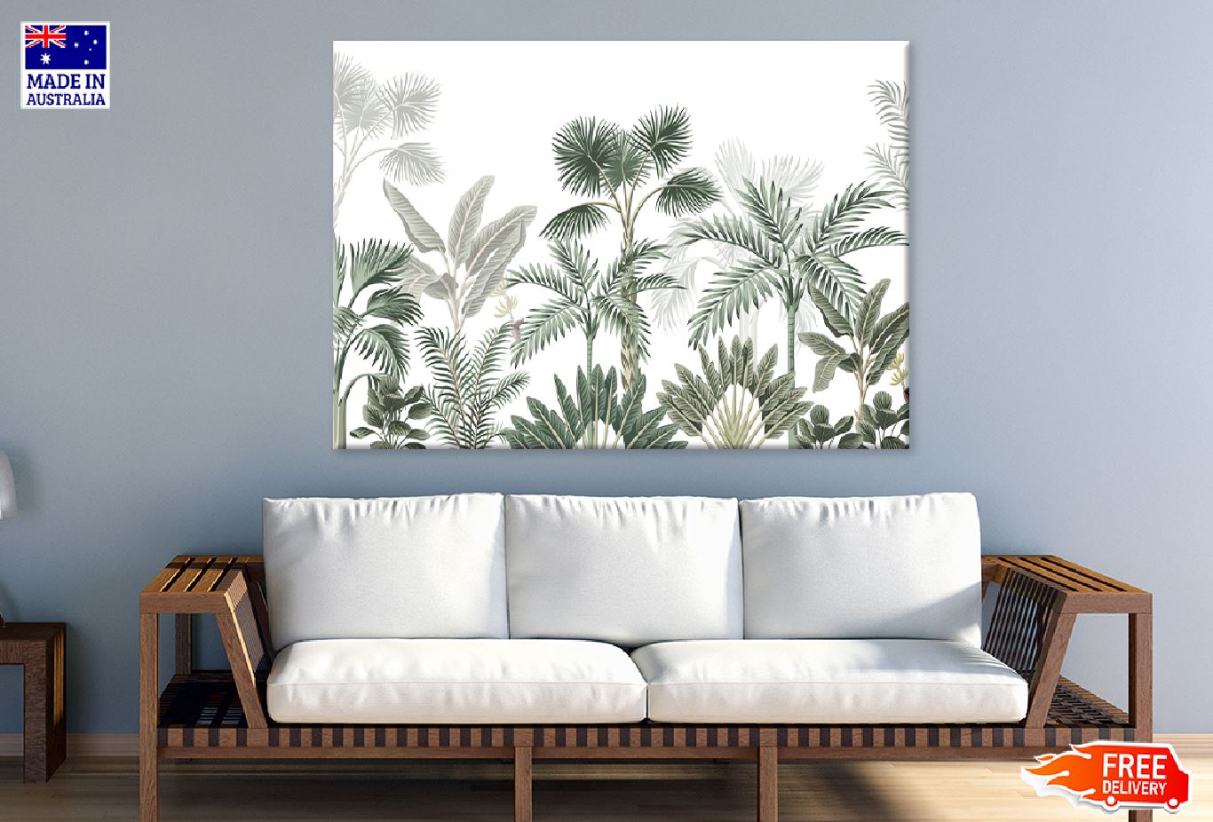 Various Tropical Trees Vector Art Print 100% Australian Made Stretched Canvas Ready to Hang - 1757