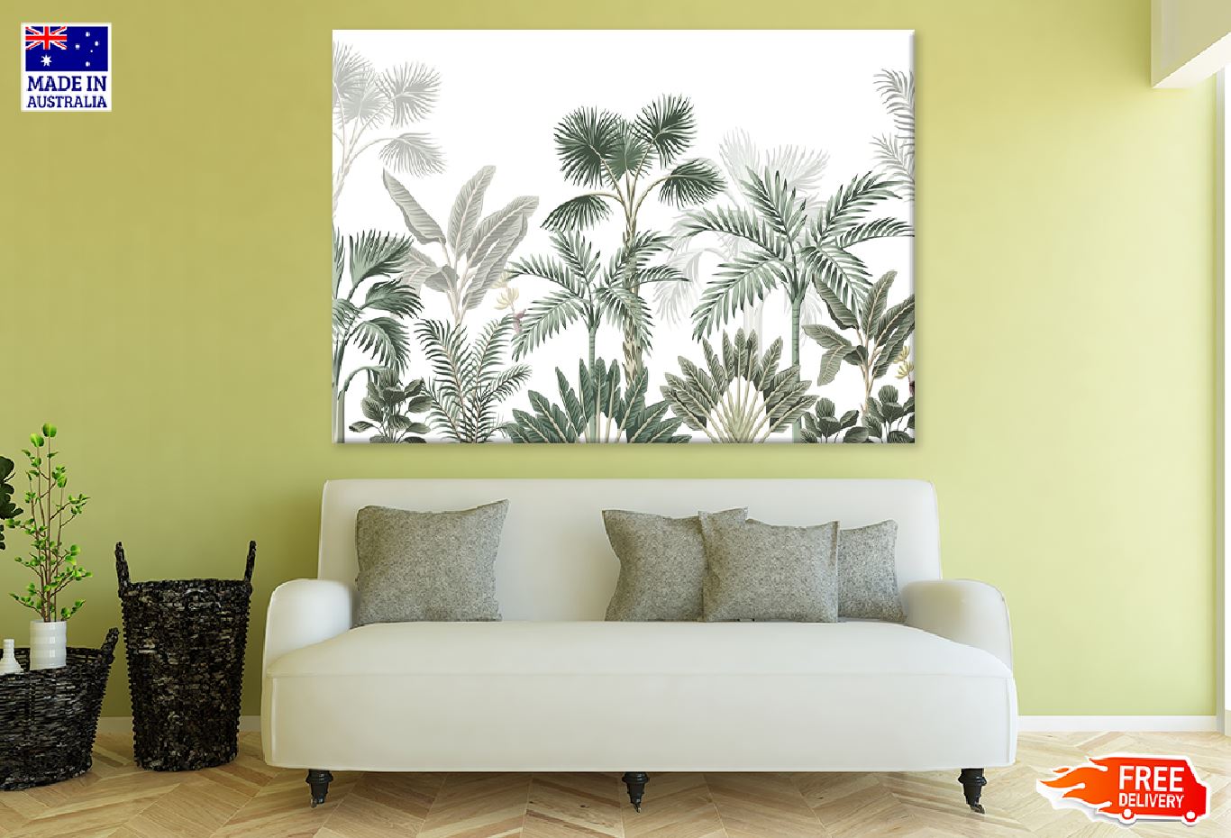 Various Tropical Trees Vector Art Print 100% Australian Made Stretched Canvas Ready to Hang - 1757