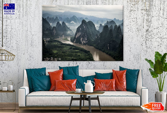 Li River Mashan Mountain Yangshuo Print 100% Australian Made Stretched Canvas Ready to Hang - 1080