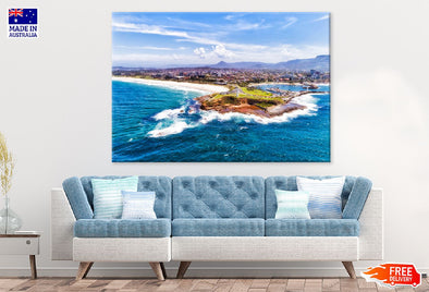 Marina Port & Sea Aerial View Print 100% Australian Made Stretched Canvas Ready to Hang - 1428