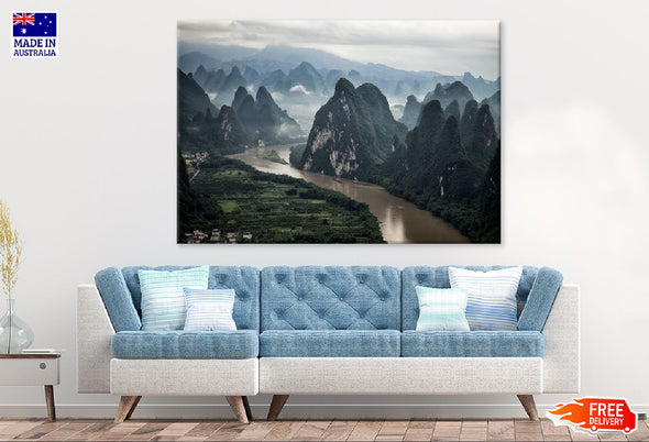 Li River Mashan Mountain Yangshuo Print 100% Australian Made Stretched Canvas Ready to Hang - 1080