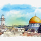 Al Aqsa Mosque Watercolor Art Print 100% Australian Made Stretched Canvas Ready to Hang - 1529