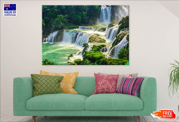 Landscape with Waterfall Scenery Print 100% Australian Made Stretched Canvas Ready to Hang - 1081