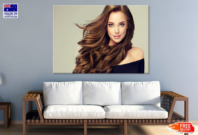 Brown Hair Girl & Blue Eye View Print 100% Australian Made Stretched Canvas Ready to Hang - 1294