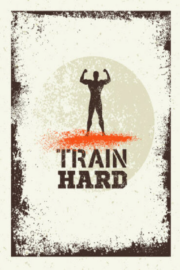 Train Hard Gym Motivational Quote Vector Art Print 100% Australian Made Stretched Canvas Ready to Hang - 2248