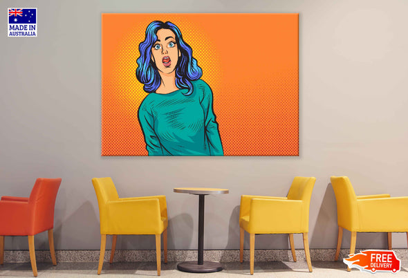 Confused Girl Illustration Pop Arts & Comic Poster Print 100% Australian Made Stretched Canvas Ready to Hang - 2090