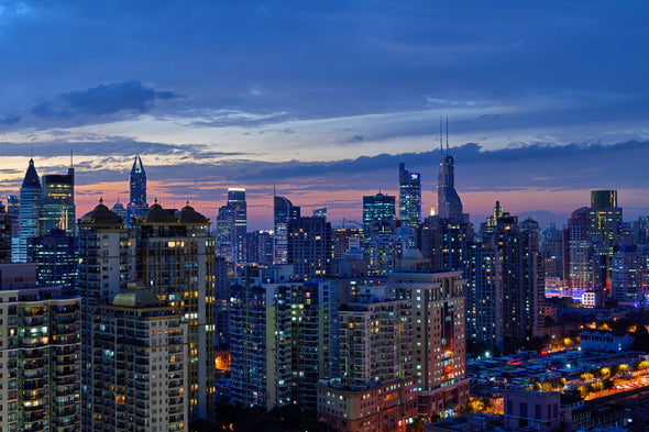 Shanghai City Night Photograph Print 100% Australian Made Stretched Canvas Ready to Hang - 1458