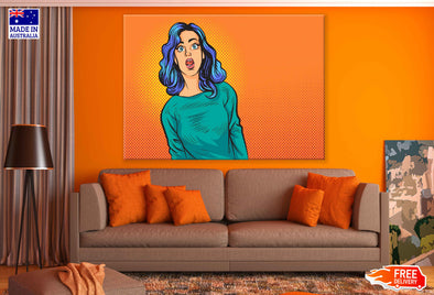 Confused Girl Illustration Pop Arts & Comic Poster Print 100% Australian Made Stretched Canvas Ready to Hang - 2090