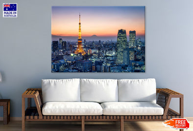 Tokyo Skyline at Night View Japan Print 100% Australian Made Stretched Canvas Ready to Hang - 1531