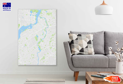 Ottawa City, Color Detailed Map Print 100% Australian Made Stretched Canvas Ready to Hang - 2362