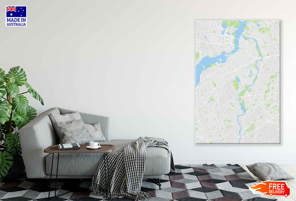 Ottawa City, Color Detailed Map Print 100% Australian Made Stretched Canvas Ready to Hang - 2362