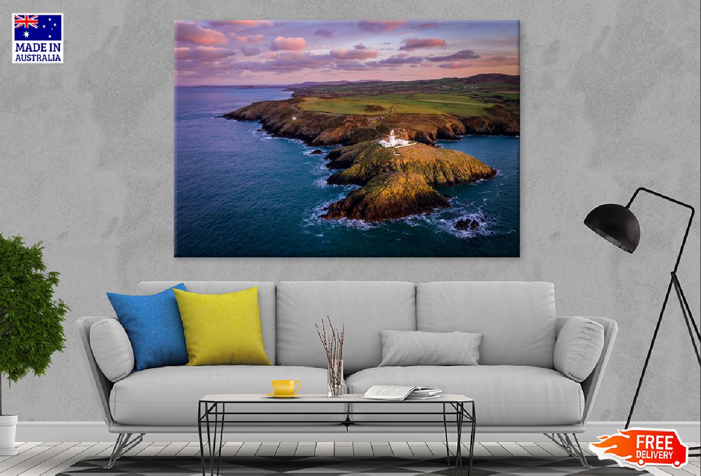 Strumble Head Lighthouse View Print 100% Australian Made Stretched Canvas Ready to Hang - 1430