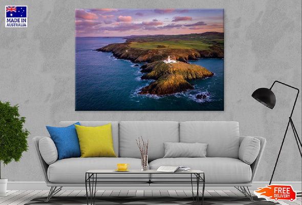 Strumble Head Lighthouse View Print 100% Australian Made Stretched Canvas Ready to Hang - 1430