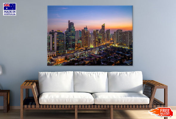 Makati City in Manila Philippines Print 100% Australian Made Stretched Canvas Ready to Hang - 1532