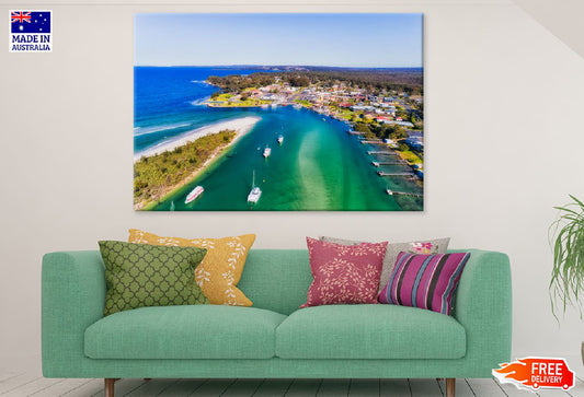 Huskisson Town on Jervis bay View Print 100% Australian Made Stretched Canvas Ready to Hang - 1432