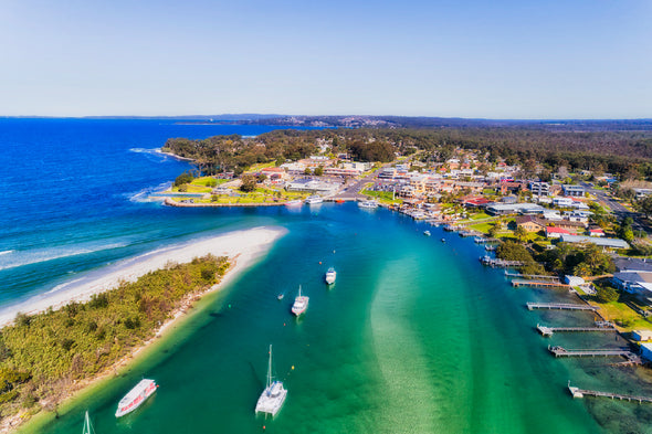 Huskisson Town on Jervis bay View Print 100% Australian Made Stretched Canvas Ready to Hang - 1432