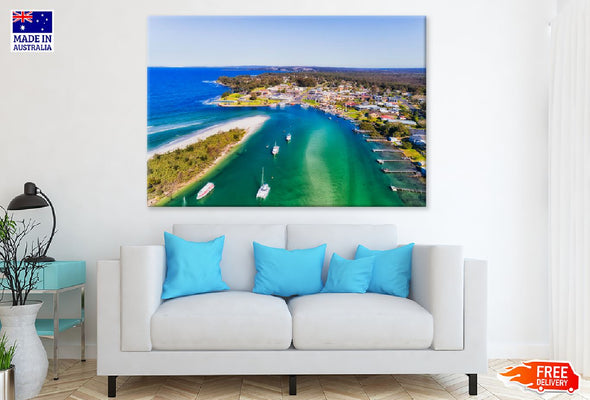 Huskisson Town on Jervis bay View Print 100% Australian Made Stretched Canvas Ready to Hang - 1432