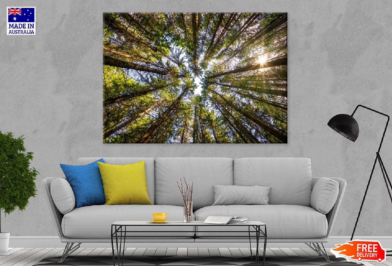 Angle View of Trees Forest View Print 100% Australian Made Stretched Canvas Ready to Hang - 1763