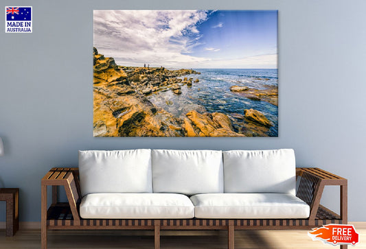 Rocks on Sea View Photograph Print 100% Australian Made Stretched Canvas Ready to Hang - 1433